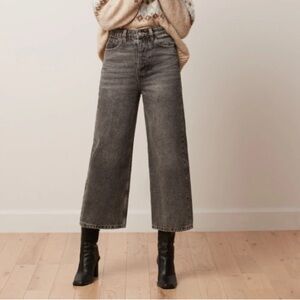 Yoga Jeans Lily Wide leg slouchy high rise crop jeans acid wash grey size 31